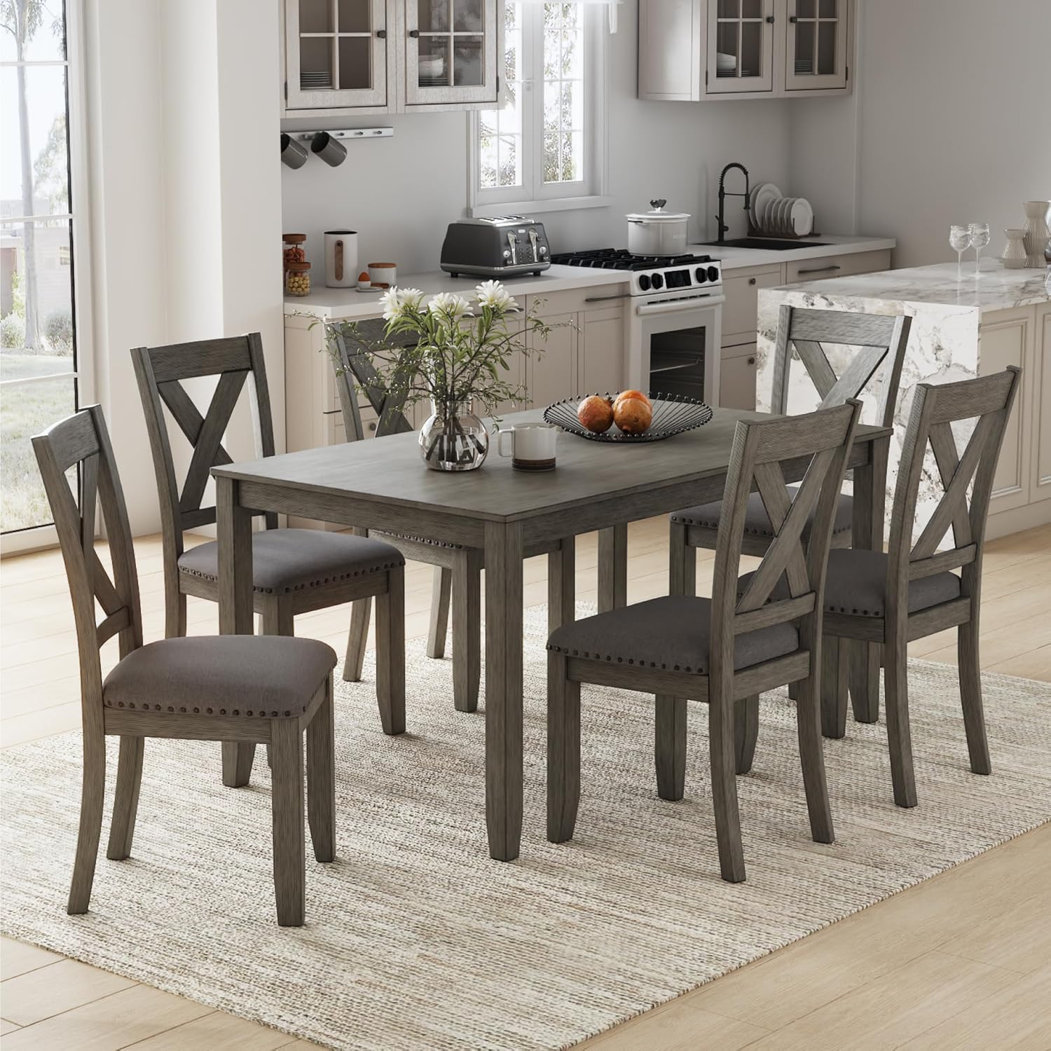 81kiHLRbt-L._AC_SL1500_.jpg Signature Design by Ashley Caitbrook Rustic 7 Piece Dining Set, Include Table and 6 Chairs, Gray - Image 3