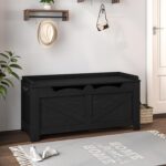 39.4" Storage Bench, Storage Chest, Lift-Top Storage Trunk with 2 Safety Hinges, Wooden Storage Box Chest Organizer for Bedroom, Entryway, Living Room, Black SB04504X - Image 10