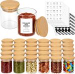 4OZ Glass Spice Jars with Bamboo Lids and 315 Labels, 32 Pcs Clear Food Storage Containers for Kitchen Sugar Salt Coffee Tea Beans - Image 2