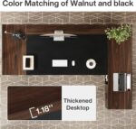 Tribesigns 78" L-Shaped Executive Desk, Large Office Desk with Drawers and Lateral File Cabinet, Business Furniture with Storage Shelves, Modern Computer Desk for Home Office, Walnut & Black - Image 7