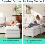 LINSY HOME Modular Sectional Couches, 115" U Shaped Cloud Sofa with Versatile Console, Chenille 4-Seat Sofa Set for Living Room, Apartment, Office, Beige - Image 6