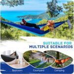 Camping Hammock Lightweight, Portable Hammocks Parachute Hammock with Two Tree Straps, Single or Double Travel Swing Nylon Camp Hammocks, Outdoor Essentials for Beach Backpacking Hiking, Blue - Image 8