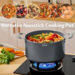 8 Quart Pot with Lid, BEZIA Ceramic Nonstick Stock Pot with Lid, Induction Ready, Large Cooking Pot with Silicone Handle, Compatible with All Cooktops, Dishwasher Safe - Image 6