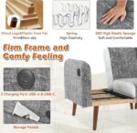 60.2in Loveseat Modern Sofa with Chenille Fabric for Living Room Bedroom Office 20in Deapth(Grey, 2 Seat) - Image 6