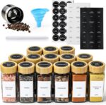AOZITA 14 Pcs Spice Jars with Bamboo Lids - 4oz Square Spice Bottles with Spice Labels, Shaker Lids, Funnel - Image 2