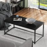 SAYGOER Black Coffee Table Simple Modern Rectangular Center Table Open Space Minimalist for Living Room Home Office Industrial Cocktail Tables, Easy Assembly, 39.37 x 19.69 x 17.72 - Image 7