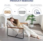 MAXYOYO Modern Accent Chair, Comfy Living Room Chair with Metal Frame Wooden Armrest, Upholstered Armchair with Soft Cushion for Bedroom Balcony Lounge Reading Room, Beige - Image 7