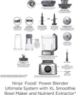 Ninja Blender & Food Processor Combo, Foodi Power Blender System for Smoothies, Bowls, Spreads & Shakes, 6 Functions, 72-oz Pitcher, To-Go Cups, Silver, SS401 - Image 13