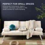 Best Choice Products Linen Modern Folding Futon, Reclining Sofa Bed for Apartment, Dorm w/Removable Armrests, 2 Cupholders - Black - Image 9