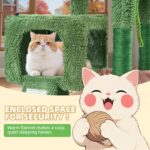 TWDEPART 37.5" All-in-One Cat Tree Tower with Scratching Board & Posts Cozy Sleeping Perch Hammock and Toy Balls, Green - Image 4