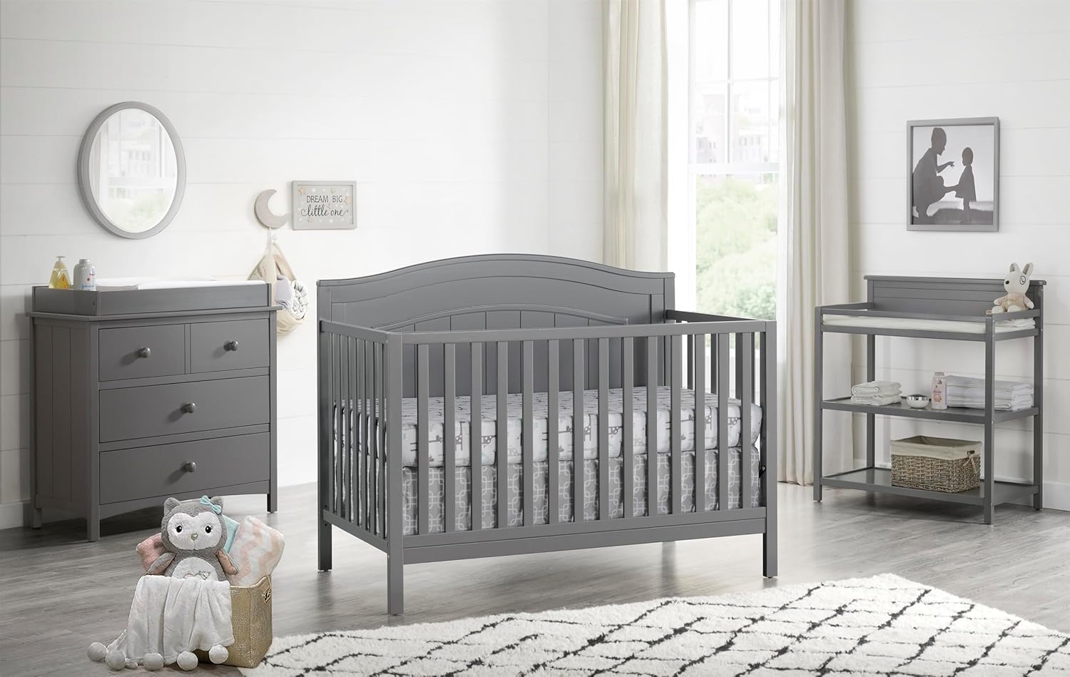 81p-LHjYDWL._AC_SL1500_.jpg Oxford Baby North Bay 4-in-1 Convertible Baby Crib, Dove Gray, GreenGuard Gold Certified - Image 3