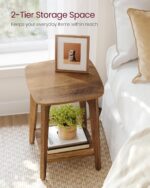VASAGLE MAEZO Collection - Side Table, 2-Tier Small Square End Table, Nightstand with Tapered Legs, Curved Transitions, for Small Spaces, Living Room, Bedroom, Honey Brown ULET236K01 - Image 5