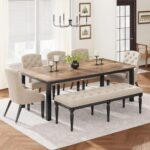 GarveeHome Industrial Dining Table for 6-8 People, 78.7 in Long Kitchen Table with Sturdy Metal Frame & Rustic Brown Finish - Seats 6 Rectangular Counter for Dinner, Easy to Install(Only Table) - Image 5