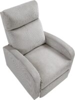Lexicon Corduroy Pushback Recliner Chair Armchair Push Back Recliner, Solid Wood Frame and Metal Base, Easy Assembly Small Soft Single Sofa Accent Chair for Living Room/Office/Apartment, Light Grey - Image 17