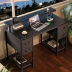 Huuger 47 inch Computer Desk with 4 Drawers, Gaming Desk with LED Lights & Power Outlets, Home Office Desk with Large Storage Space for Bedroom, Work from Home, Black - Image 10