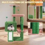 TWDEPART 37.5" All-in-One Cat Tree Tower with Scratching Board & Posts Cozy Sleeping Perch Hammock and Toy Balls, Green - Image 8