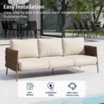 EAST OAK Life Chatter Outdoor Patio Furniture | Outdoor Sofa 3 Seats with Waterproof Thick Cushions | Deep Seating Modern Patio Sofa for Garden, Porch, Balcony & Backyard | Chestnut & Apricot - Image 9