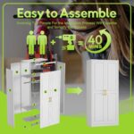 Armoire Wardrobe Closet with Doors, 71'' Wardrobe Cabinet with Hanging Rod, Metal Closet with 2 Adjustable Shelves for Bedroom School, Employee, Gym, Armarios De Ropa para Dormitorio, White - Image 8