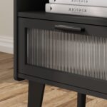 Nightstand with Charging Station, Bedside Tables, End Table Side Table with 2 Tiers Storage Space, for Bedroom, Living Room, Black CAMLBZ07BE - Image 8
