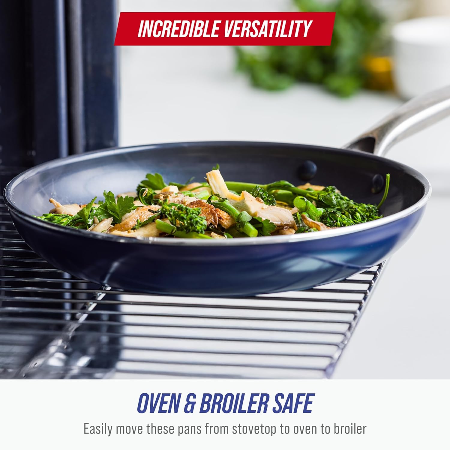 81wYQMHyfoL._AC_SL1500_.jpg Blue Diamond 10" Nonstick Frying Pan Skillet, Diamond Infused PFAS & PTFE-Free Ceramic Pot, Dishwasher & Oven Safe, Stay Cool Handle, Durable Non Toxic Metal Utensil Safe, Egg & Omelet Pan, Blue - Image 7