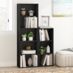Furinno LUDER Book Shelf, 5-Tier Bookshelf, Bookcase, 9.4" x 15.8" x 52", for Living Room, Bedroom, Home Office, Blackwood - Image 3