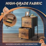 DEVAISE 2 Drawer Mobile File Cabinet, Rolling Printer Stand, Fabric Vertical Filing Cabinet fits A4 or Letter Size for Home Office, Rustic Brown Wood Grain Print - Image 7