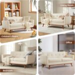 Kingfun 65.2" W Loveseat Sofa, Mid Century Modern Decor Love Seat Couches for Living Room, Button Tufted Upholstered Furniture, Solid & Easy to Install Small Couch for Bedroom Office Apartment, Beige - Image 8