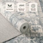Area Rugs 5x7, Washable Rugs for Living Room, Vintage Boho Light Blue Rug for Office, Dining Room, Kids Room and Farmhouse, Durable Low Pile Non-Slip Area Rug for High Traffic Areas - Image 7