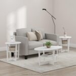 Furinno Jaya Oval Coffee Table, 35.43 (W) x 16.49 (H) x 19.69 (D) inches, White - Image 5