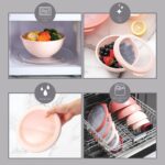 COOK WITH COLOR Mixing Bowls with TPR Lids - 12 Piece Plastic Nesting Bowls Set includes 6 Prep Bowls and 6 Lids, Microwave Safe (Rose) - Image 6