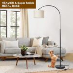 Arc Floor Lamps for Living Room, Modern Standing Lamp with Adjustable Hanging Drum Shade, Tall Pole Lamp with Foot Switch, Over Couch Arched Reading Light for Bedroom, Office (Black) - Image 7