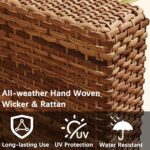 WiberWi Outdoor Couch, All Weather Patio Sofa with Acacia Wood Legs, PE Wicker Outdoor Furniture Deep Seating, Rattan Loveseat for Garden, Backyard, Balcony and Porch, Grey - Image 6