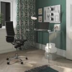 Neos Modern Furniture Bent Glass Computer Desk, Rectangular Shaped PC Laptop Workstation Table for Home Office, Clear - Image 3