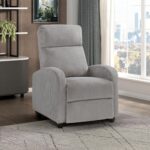 Lexicon Corduroy Pushback Recliner Chair Armchair Push Back Recliner, Solid Wood Frame and Metal Base, Easy Assembly Small Soft Single Sofa Accent Chair for Living Room/Office/Apartment, Light Grey - Image 8