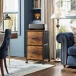 DEVAISE 2 Drawer Mobile File Cabinet, Rolling Printer Stand, Fabric Vertical Filing Cabinet fits A4 or Letter Size for Home Office, Rustic Brown Wood Grain Print - Image 3