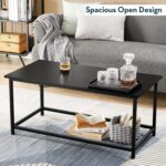 SAYGOER Black Coffee Table Simple Modern Rectangular Center Table Open Space Minimalist for Living Room Home Office Industrial Cocktail Tables, Easy Assembly, 39.37 x 19.69 x 17.72 - Image 9