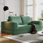 Cloud Modular Sectional Sofa, DIY Combination Modular Couch for Living Room, Unique Knitted Fabric Love Seat Couches with 2 Pillows, 2 Seater Comfy Sectional Couch with No Assembly (Green) - Image 2