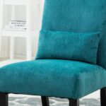 Roundhill Furniture Pisano Teal Blue Fabric Armless Contemporary Accent Chair with Kidney Pillow - Image 7