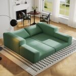 Cloud Modular Sectional Sofa, DIY Combination Modular Couch for Living Room, Unique Knitted Fabric Love Seat Couches with 2 Pillows, 2 Seater Comfy Sectional Couch with No Assembly (Green) - Image 7