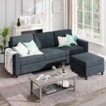 Shintenchi Upholstered Convertible Sectional Sofa for Living Room, 3 Seat L Shaped Couches with Storage Function Ottoman, Modern Linen Convertible Sofas with Reversible Chaise - Image 2