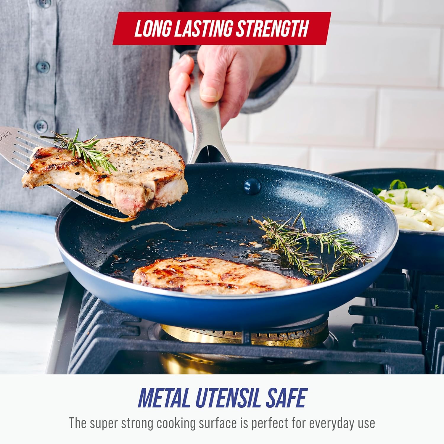 91Jh-v8ehHL._AC_SL1500_.jpg Blue Diamond 10" Nonstick Frying Pan Skillet, Diamond Infused PFAS & PTFE-Free Ceramic Pot, Dishwasher & Oven Safe, Stay Cool Handle, Durable Non Toxic Metal Utensil Safe, Egg & Omelet Pan, Blue - Image 6