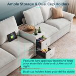 LINSY HOME Modular Sectional Couches, 115" U Shaped Cloud Sofa with Versatile Console, Chenille 4-Seat Sofa Set for Living Room, Apartment, Office, Beige - Image 8