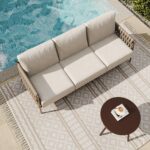 EAST OAK Life Chatter Outdoor Patio Furniture | Outdoor Sofa 3 Seats with Waterproof Thick Cushions | Deep Seating Modern Patio Sofa for Garden, Porch, Balcony & Backyard | Chestnut & Apricot - Image 12
