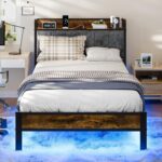 Twin Bed Frame with Smart LED Lights, Storage Headboard and USB Charging Station, Metal Platform Bed Easy Assembly, Noise Free, No Box Spring Needed - Image 2