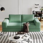 Cloud Modular Sectional Sofa, DIY Combination Modular Couch for Living Room, Unique Knitted Fabric Love Seat Couches with 2 Pillows, 2 Seater Comfy Sectional Couch with No Assembly (Green) - Image 10