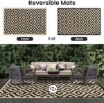 Smiry Waterproof Outdoor Rug 5x8 ft, Reversible Plastic Straw Patio Camping Rugs, Outdoor Indoor RV Mat Carpet for Patio, Outside Entry, Backyard, Deck, Bench, Picnic, Camper, Black & Beige - Image 4