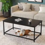 SAYGOER Black Coffee Table Simple Modern Rectangular Center Table Open Space Minimalist for Living Room Home Office Industrial Cocktail Tables, Easy Assembly, 39.37 x 19.69 x 17.72 - Image 3