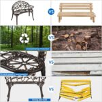 Yaheetech Patio Garden Bench Park Metal Rose Outdoor Benches, Aluminium Vintage Antique Furniture Chair Outside Benches Weather Proof Bench for Outdoor Porch, Lawn, Balcony, Backyard, Bronze - Image 9