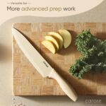 CAROTE 12 Pieces Kitchen Knife Set, Stainless Steel Knife Set With Nonstick Ceramic Coating, Dishwasher Safe with 6 Blade Guards, Rustproof, Brown - Image 7