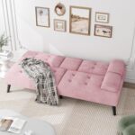 JAMFLY Sofa Bed Futon Couches, Modern Convertible Folding Loveseat - Multi-Functional Recliner with 3-Angle Adjustment, Detachable Armrests with Cup Holders - Ideal for Small Spaces, Pink - Image 7